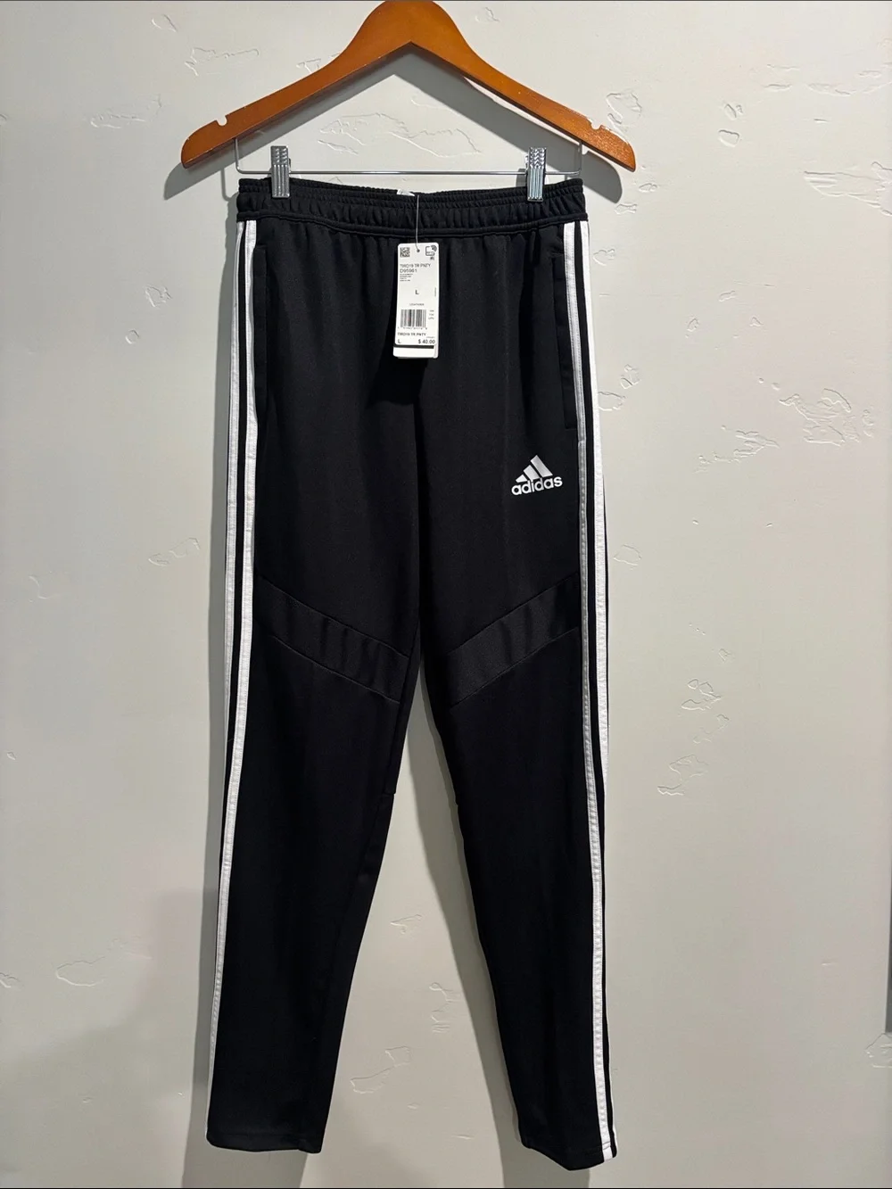 adidas Black Jogger Pants with White Side Stripes